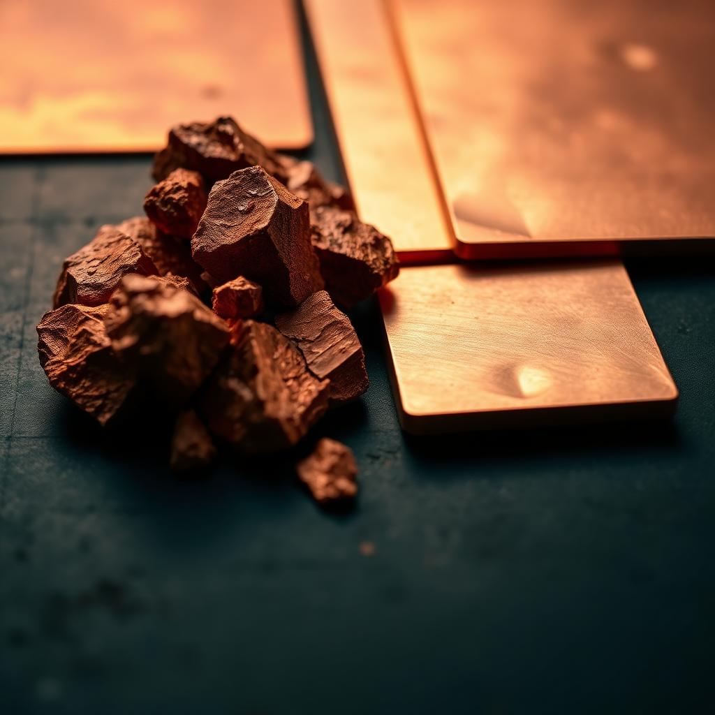 Raw copper ore and copper cathode
